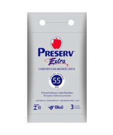 Preservativo Preserv Extra Lubrificado 55mm - BLAÚ