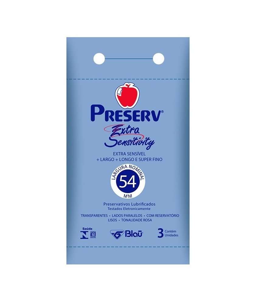Preservativo Extra Sensitivity 54mm 3und - BLAÚ
