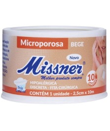 Fita Microporosa 2,5cm x 10m Bege Hipoalérgica - MISSNER