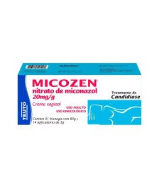 Micozen: Nitrato de Miconazol 20mg/g Creme Vaginal 80g + 14 Aplicadores - TEUTO